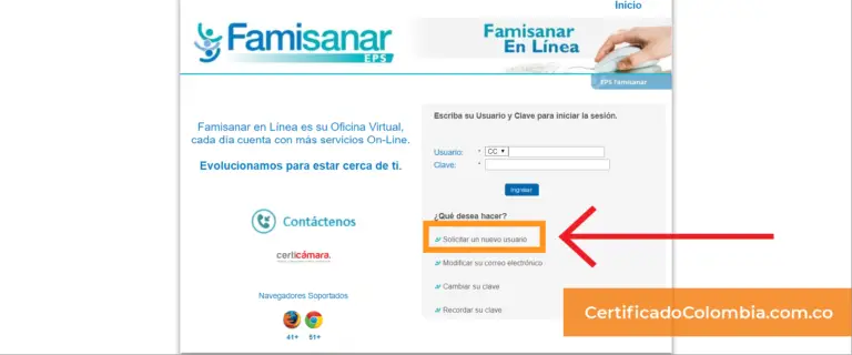 Afiliación Famisanar - Paso 2 - CertificadoColombia.com.co