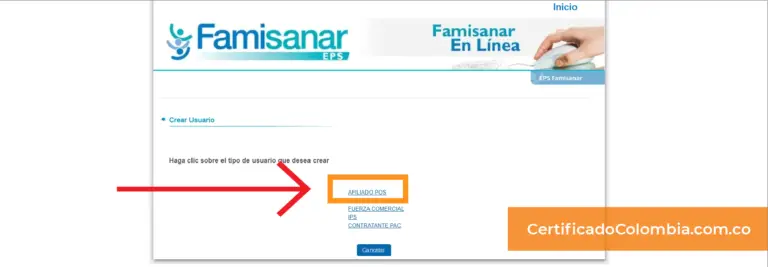 Afiliacion Famisanar - Paso 4 - CertificadoColombia.com.co
