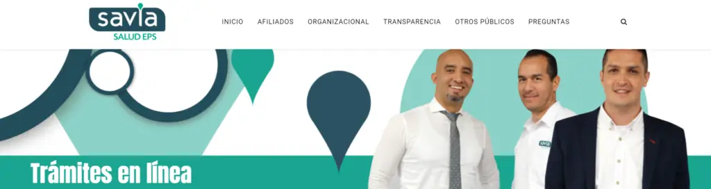 Captura de pantalla de la página oficial de Savia Salud