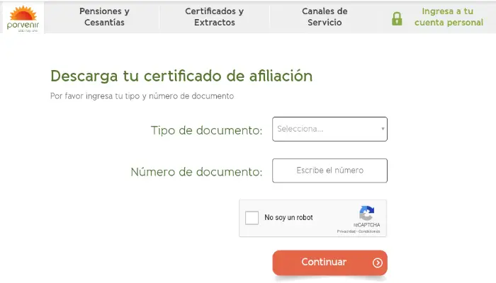 Descargar Certificado afiliación Horizonte - Porvenir